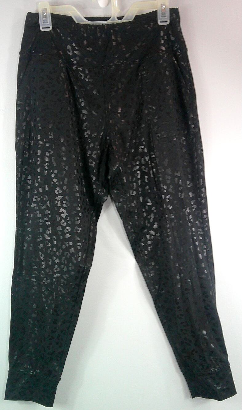 Black on Black Leopard Jogger Leggings Women's XL
